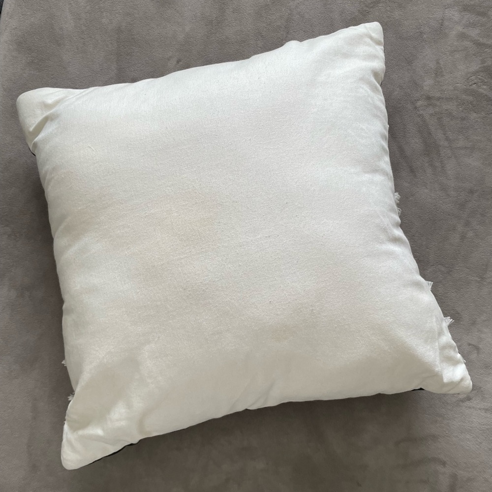 Spectre Black & Cream Bohemian Tassel Poly Fill Throw Pillow (20" x 20") - Picture 5 of 6